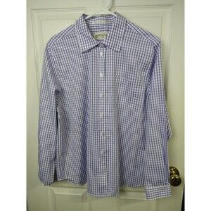 Orvis Woman 18 Button Shirt L/S Purple Checked Pocket Wrinkle Free Logo Office